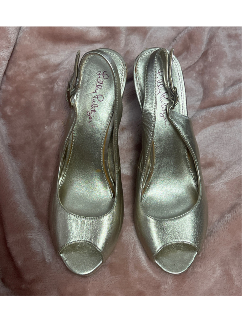 Women's Lilly Pulitzer Gold Wedge Sandals